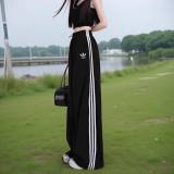 Women's Simple Embroidered Logo Trousers Black