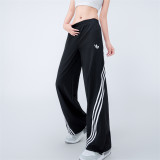 Women's Simple Embroidered Logo Trousers Black 7600