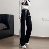 Women's Simple Embroidered Logo Trousers Black