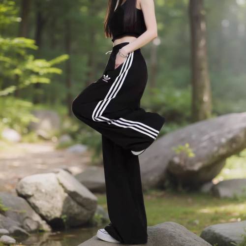 Women's Simple Embroidered Logo Trousers Black