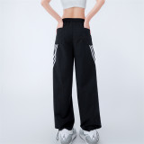 Women's Simple Embroidered Logo Trousers Black 7600