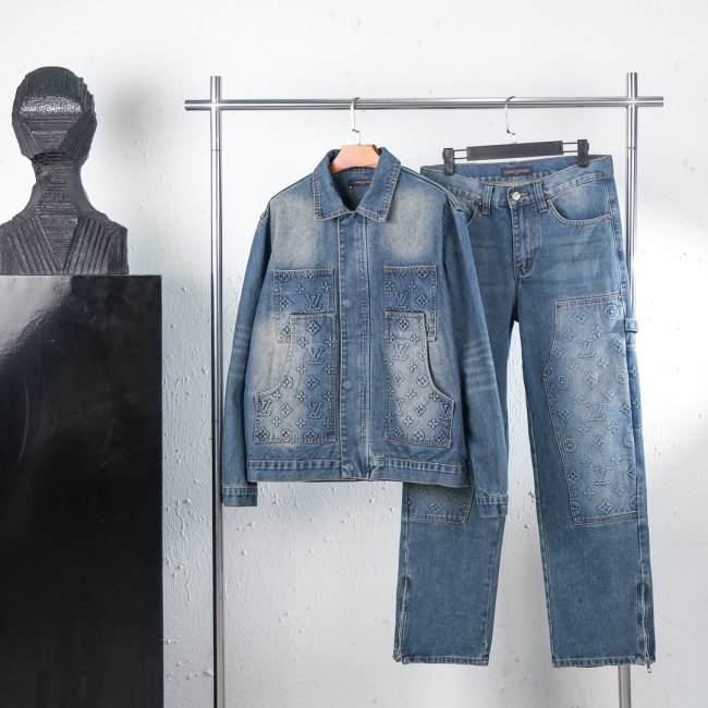 5A Work Denim Jacket Jeans Suit Blue