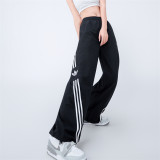 Women's Simple Embroidered Logo Trousers Black 7600