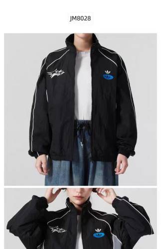 Men Women Embroidered Logo Jacket Black 8028