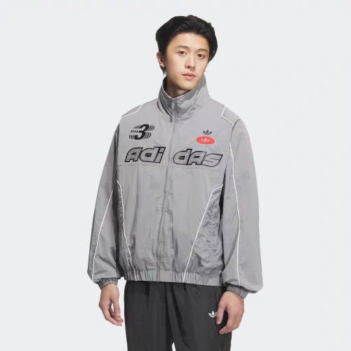 Men Women Embroidered Logo Jacket Grey 8034