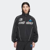 Men Women Embroidered Logo Jacket Black 8034