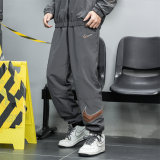 Men's Simple Embroidered Logo Pants Grey 4727
