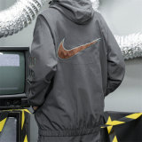 Men's Simple Embroidered Logo Hooded Jacket Grey 4727