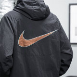 Men's Simple Embroidered Logo Hooded Jacket Black 4727