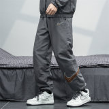 Men's Simple Embroidered Logo Pants Grey 4727
