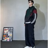 Men Women Simple Logo Hooded Jacket Black Green KC3125