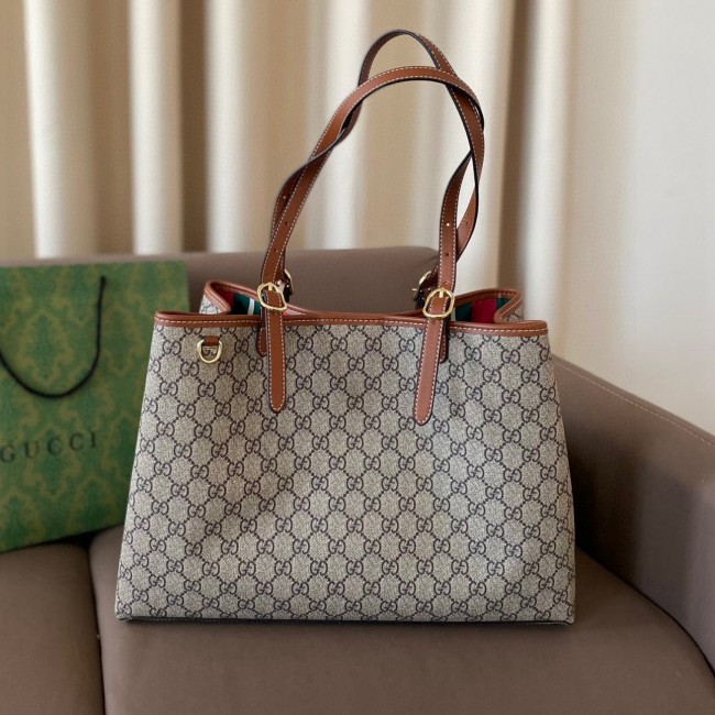 GG Emblem Tote Bag & Shoulder Bag Coated Canvas Adjustable Strap