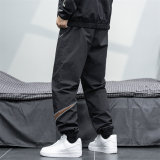 Men's Simple Embroidered Logo Pants Black 4727