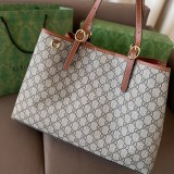 GG Emblem Tote Bag & Shoulder Bag Coated Canvas Adjustable Strap