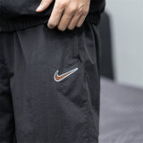 Men's Simple Embroidered Logo Pants Black 4727