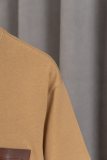 Original 25SS Cotton Simple T-shirt With Pocket Brown