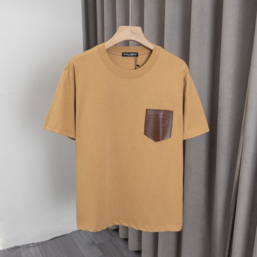 Original 25SS Cotton Simple T-shirt With Pocket Brown