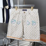 5A 25SS Jacquard Logo Denim Shorts Beige