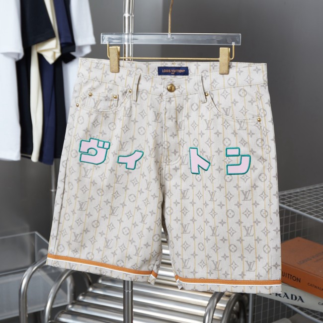 5A 25SS Jacquard Logo Denim Shorts Beige
