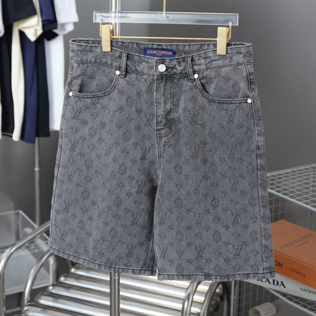 5A 25SS Jacquard Logo Denim Shorts Grey
