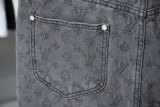 5A 25SS Jacquard Logo Denim Shorts Grey