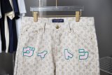 5A 25SS Jacquard Logo Denim Shorts Beige
