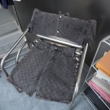 5A 25SS Jacquard Logo Denim Shorts Grey
