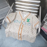 LV x Nigo Leather Baseball 25SS Denim Shirt Beige