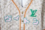 LV x Nigo Leather Baseball 25SS Denim Shirt Beige