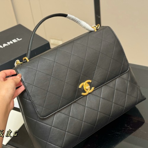 Original Women's 25S Briefcase Quilted Leather Business Bag Luxury Work Bag Black AS5467