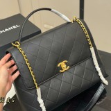 Original Women's 25S Briefcase Quilted Leather Business Bag Luxury Work Bag Black AS5467