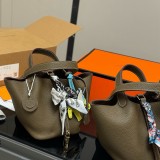 Original Women's Picotin Lock 22 Clemence Tote Handbag 18 Etoupe H060991CK18