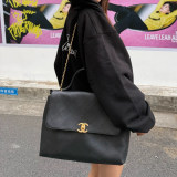 Original Women's 25S Briefcase Quilted Leather Business Bag Luxury Work Bag Black AS5467