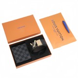 5A Belt & Wallet Gift Set – Damier Graphite Canvas with Gold Buckle 41435