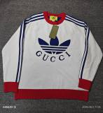Men's casual Cotton Alphabet jacquard Long sleeve round neck sweater white 33816