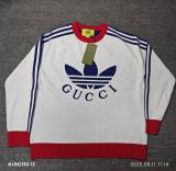 Men's casual Cotton Alphabet jacquard Long sleeve round neck sweater white 33816