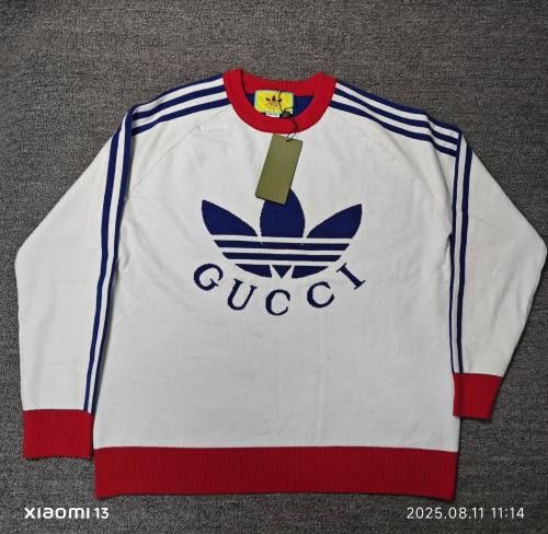 Men's casual Cotton Alphabet jacquard Long sleeve round neck sweater white 33816