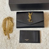 Original Uptown Envelope Bag & Crossbody Grain de Poudre Leather Gold Logo 20x14cm