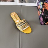 5A Maiolica Embroidered Logo Women's Slippers Yellow