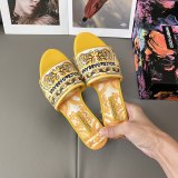 5A Maiolica Embroidered Logo Women's Slippers Yellow