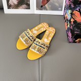 5A Maiolica Embroidered Logo Women's Slippers Yellow