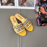 5A Maiolica Embroidered Logo Women's Slippers Yellow