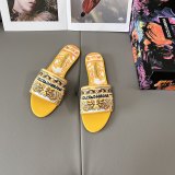 5A Maiolica Embroidered Logo Women's Slippers Yellow