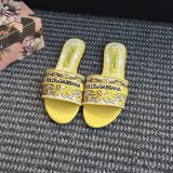 Original Maiolica Embroidered Logo Women's Slippers Yellow
