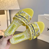 Original Maiolica Embroidered Logo Women's Slippers Yellow