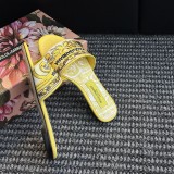 Original Maiolica Embroidered Logo Women's Slippers Yellow