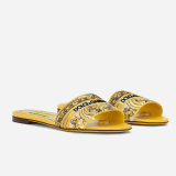 Original Maiolica Embroidered Logo Women's Slippers Yellow