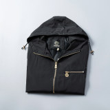 Men's Lightweight Breathable Waterproof Hooded Outdoor Jacket Zip Up Coat with Pocket Nylon Windbreaker 56031