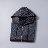 Men's Lightweight Breathable Waterproof Hooded Outdoor Jacket Zip Up Coat with Pocket Nylon Windbreaker 56016
