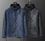 Men's Lightweight Breathable Waterproof Hooded Outdoor Jacket Zip Up Coat with Pocket Nylon Windbreaker 56018